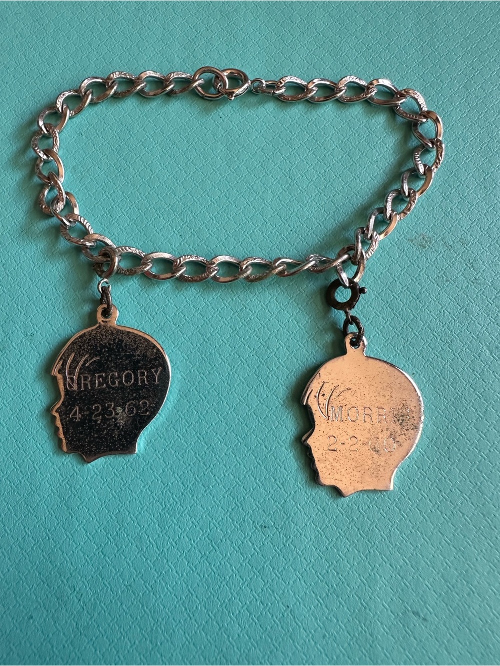 Vintage Sterling Morris Gregory Head Charm Bracelet 1960s